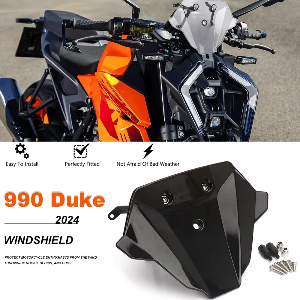 Motorcycle Accessories For 990 DUKE 990Duke 990 Duke 2024 New 3 Color Front Windshield Sport Windscreen Screen Wind Deflector