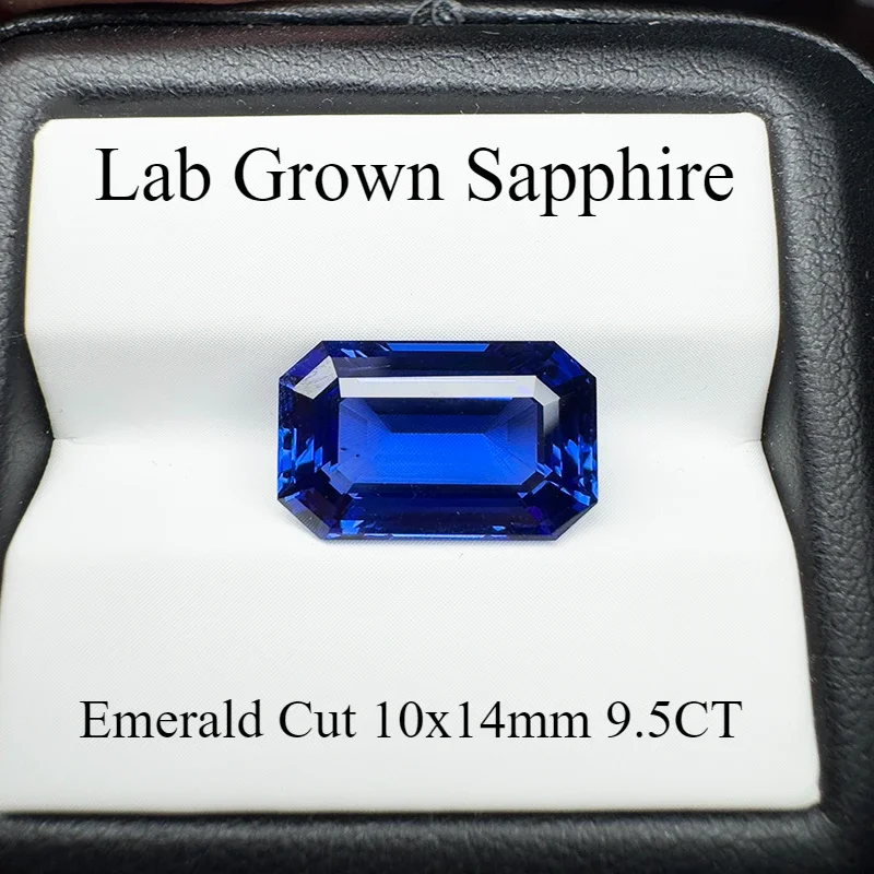 

Lab Grown Sapphire Emerald Cut Royal Blue 10x14mm 9.5ct VVS1 Gemstone for Diy Jewelry Making with AGL Certificate