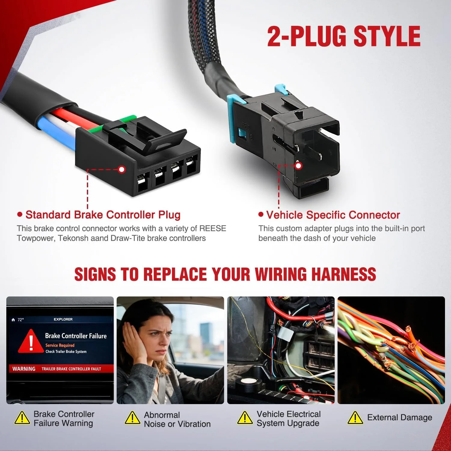 Nilight Brake Controller Wiring Harness Adapter for Freightliner SL and XC 2004 2005 2006 2007 2008 2009 2010 2011 2012 Towing Hitch Trailer RV
