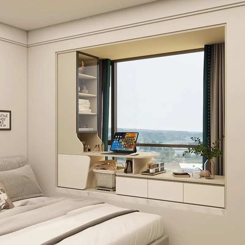 #bay window cabinet desk integrated bedroom living room window sill drawer locker household bay window bookcase storage cabinet