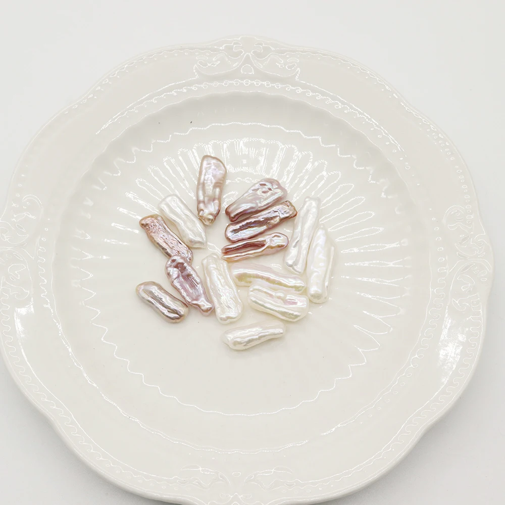 

2 Pcs Long Stick Flat Irregular Shape No Hole Baroque Freshwater Pearl Loose Beads Jewelry Accessories Wholesales Supply