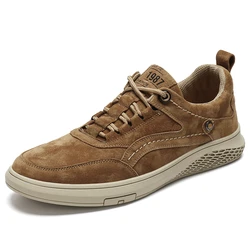 Chaussures décontractées en cuir solide pour hommes, chaussures d'affaires formelles, chaussures de sport plates et rondes, Parker léger, rencontre respirante, printemps, automne, nouveau