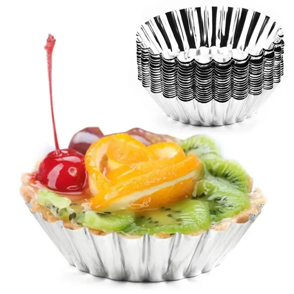 10 Pcs Reusable Stainless Steel Egg Tart Mold Stainless Steel Cupcake Egg Cookie Pudding Mold Astry Tools Baking Accessories