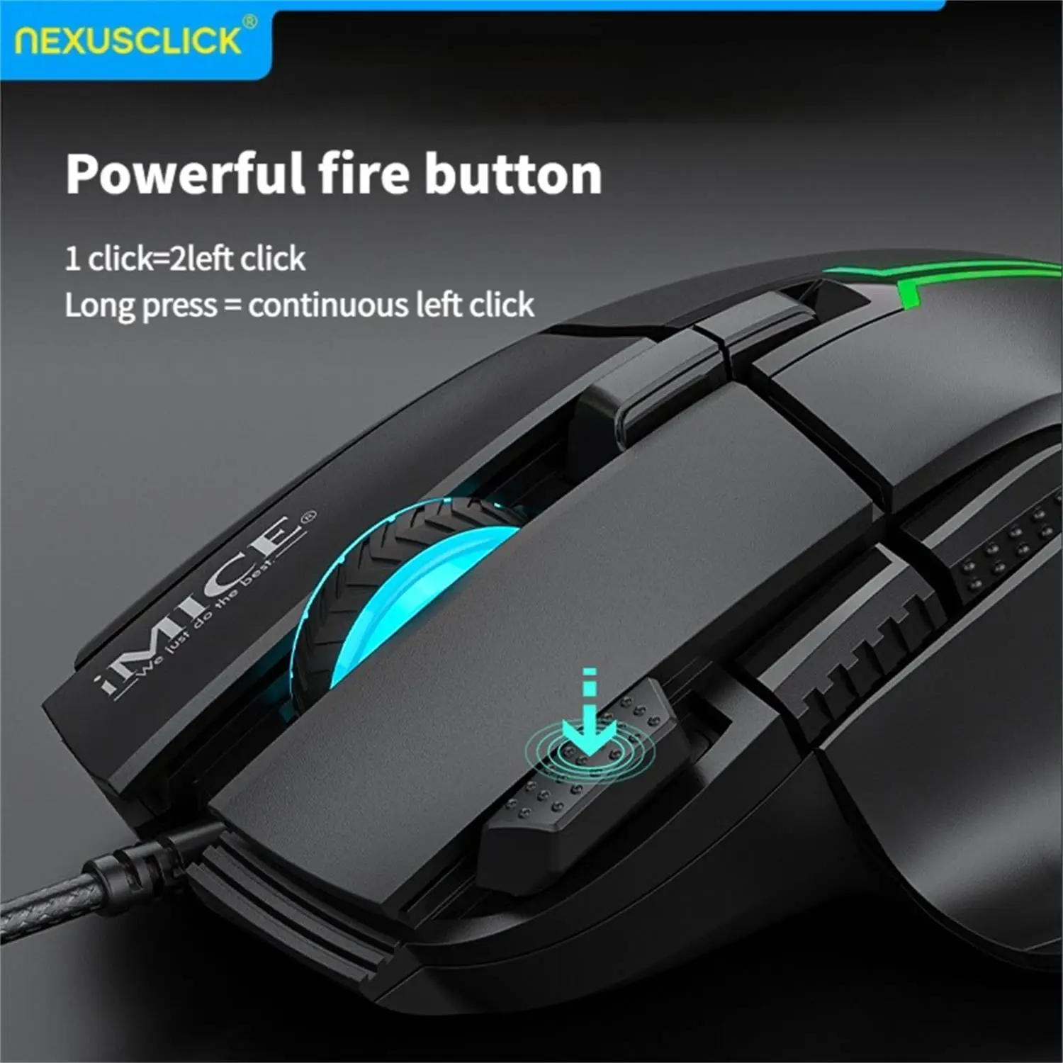 NexusClick New Hyperspeed USB Wired Gaming Mouse,12800DPI Gaming Chip RGB Backlit Ergonomic 3D Esports Mice for Laptop PC Gamers