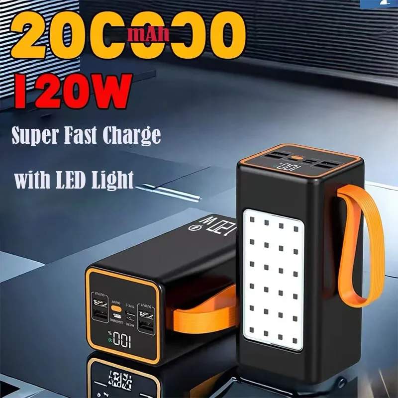 New 120W Super Fast Charging 200000mAh Power Bank For Iphone Xiaomi Laptop LED Light Powerbank Portable External Battery Charger