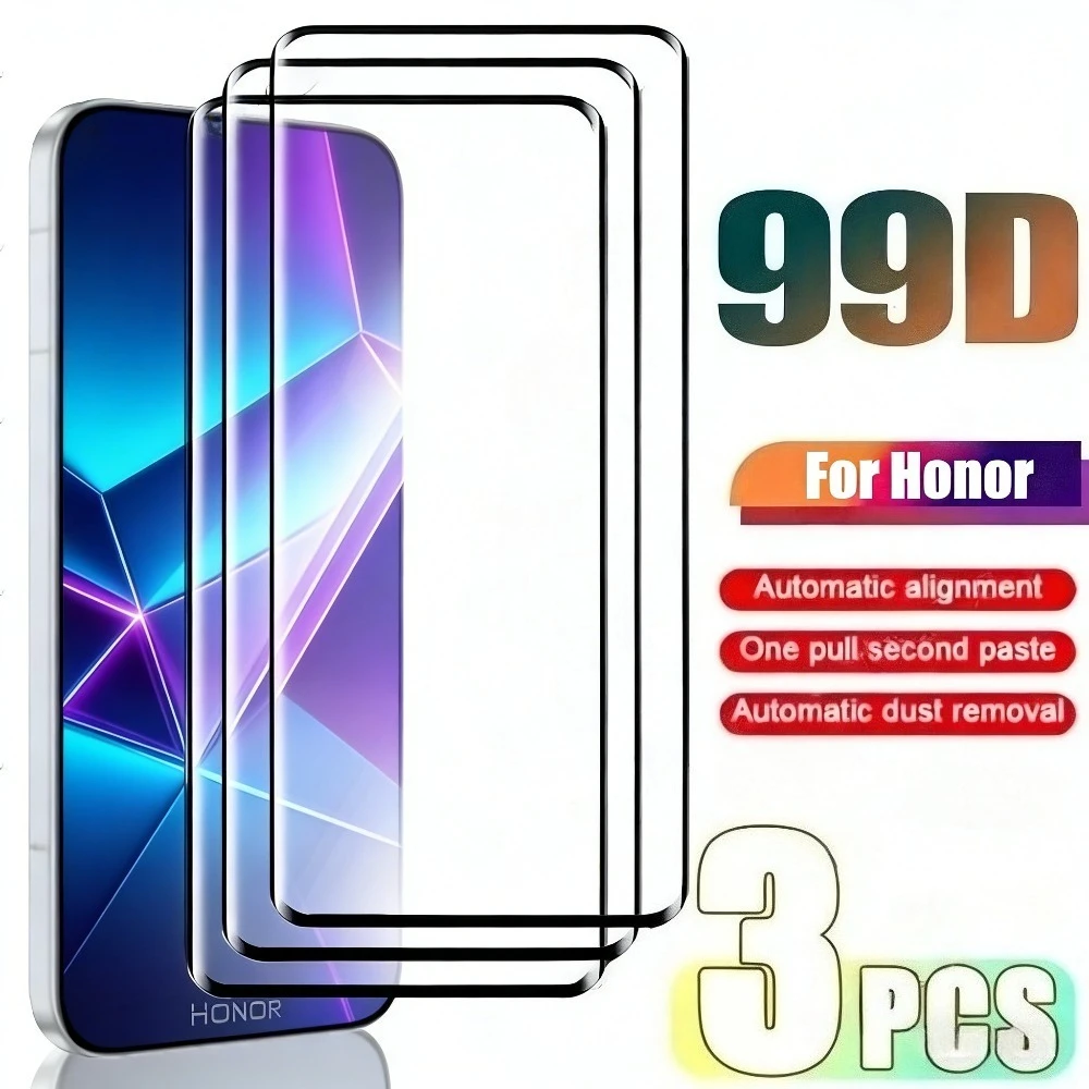

3 шт., закаленное стекло с полным покрытием для Honor Magic 8 7 6 Pro 5 4 Lite X9a X9c, защитная пленка для экрана для Honor 400 300 200 100 Pro 90 Lie