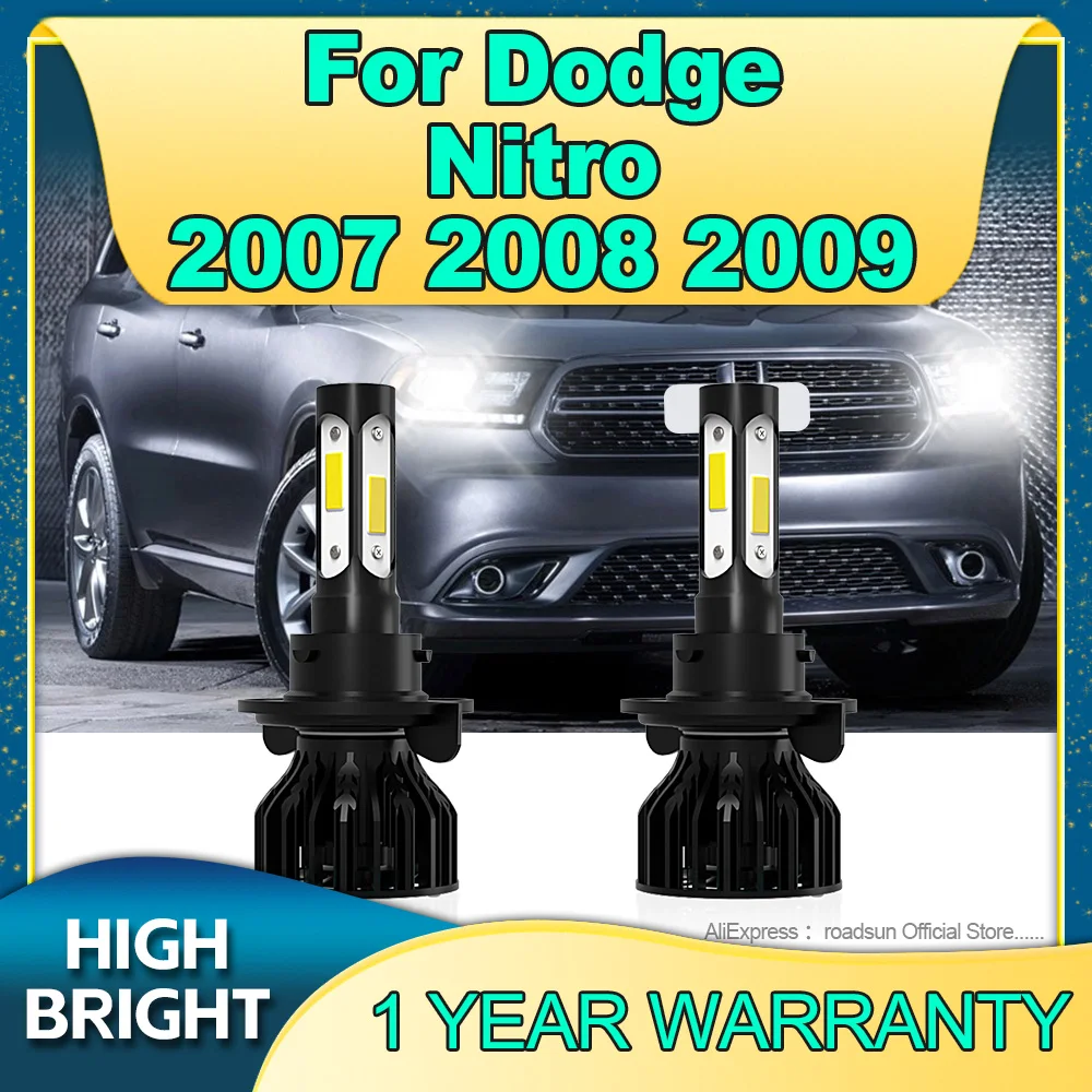 LED 25000LM Headlights 6000K H13 High Power 4Side Chip Bulbs 180W Car Lamp Plug and Play For Dodge Nitro 2007 2008 2009