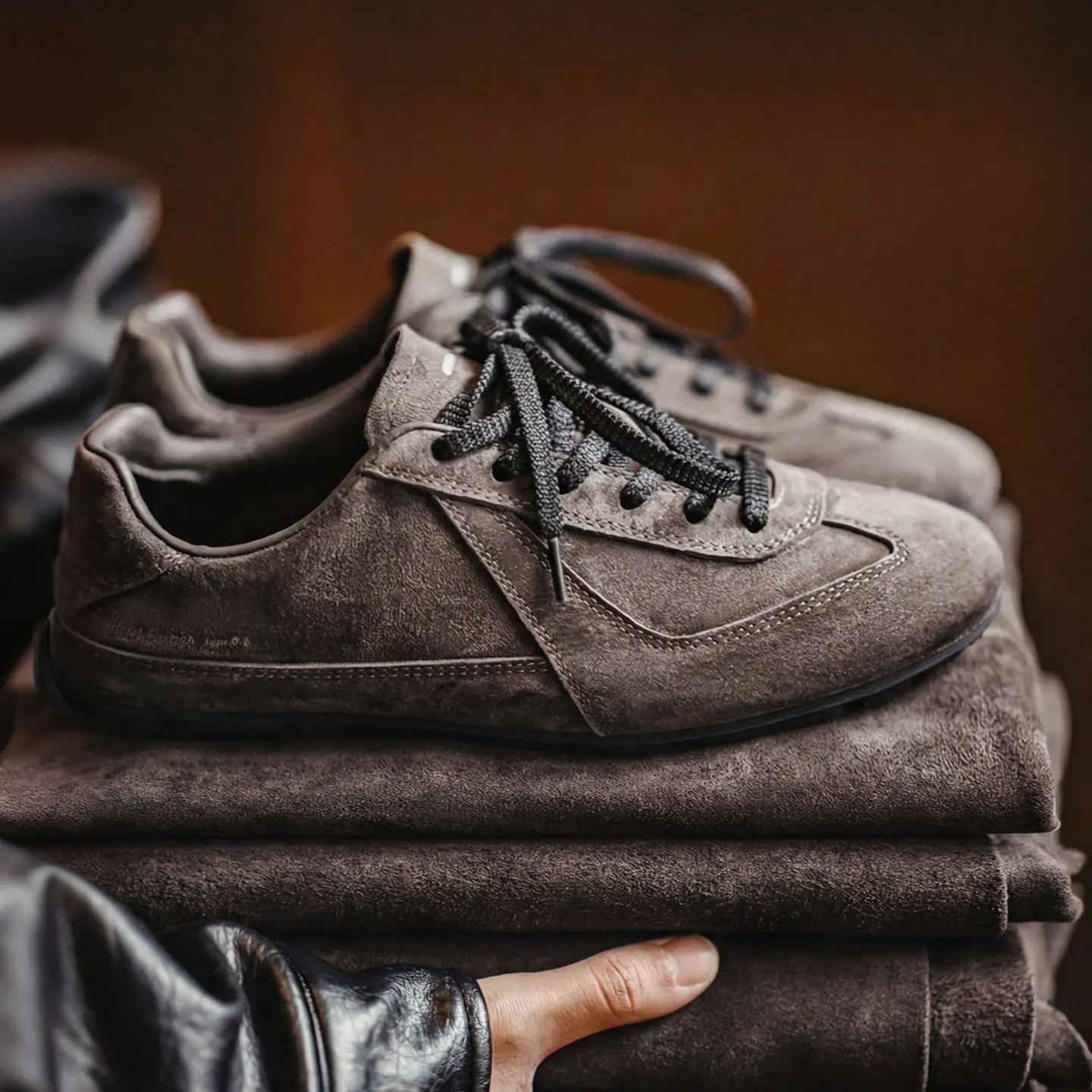 

Maden Men‘s Vintage German Trainer Sneakers Coffee Brown Pigskin Leather Shoes Low Top Lace Up Casual Sporty Shoes for Spring