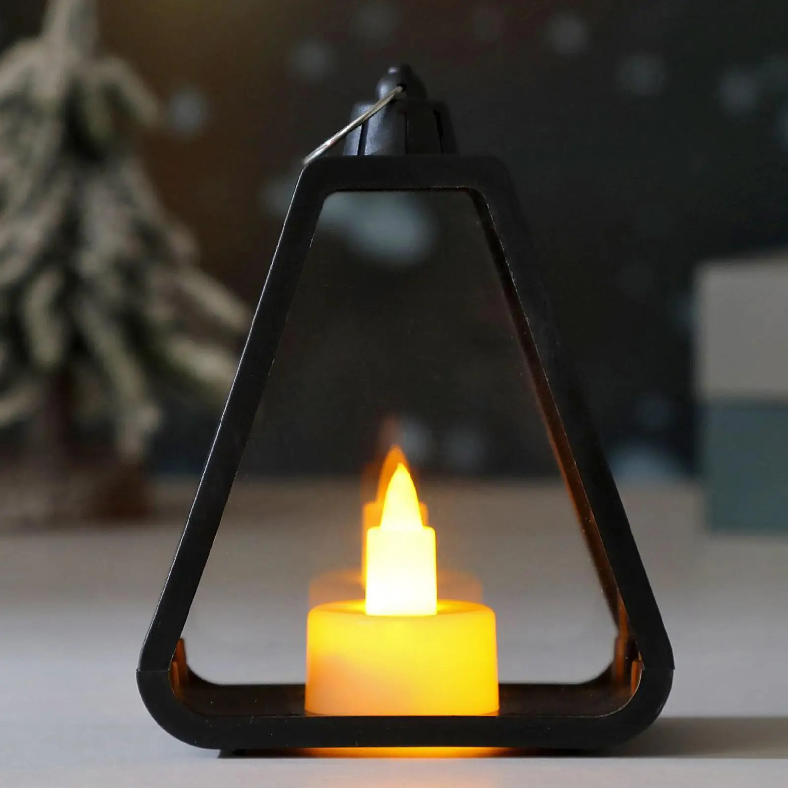 Christmas Candle Lantern Battery-Powered Lights For Garden With Handle Decorative Candle Lanterns For Dining Tables Porch Garden