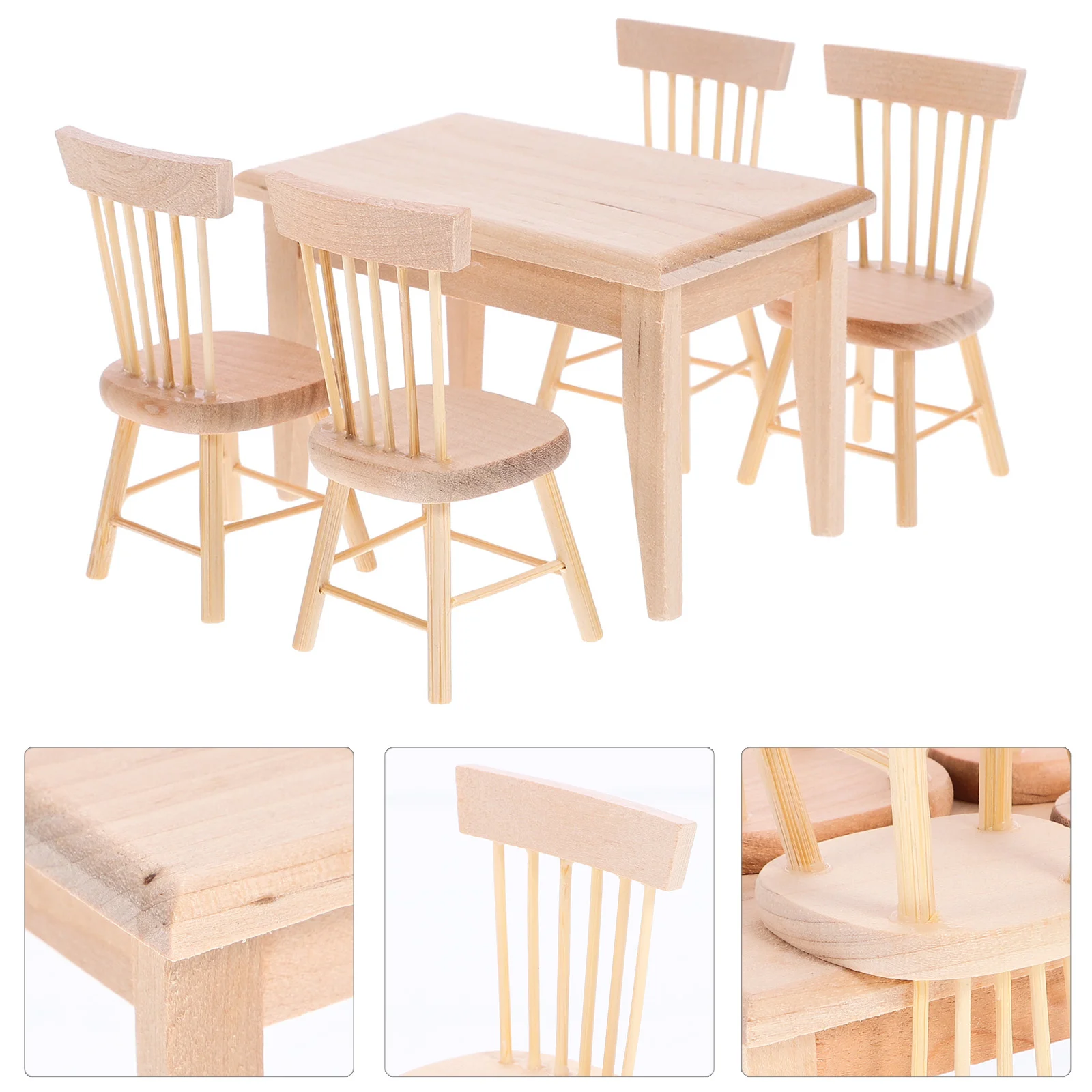 Retro Furniture Wooden Ornament Miniature Chair Figurines Seat Small Ornaments for Kids