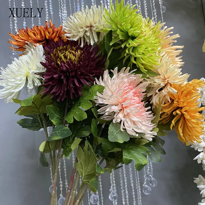 73cm Single Branch Dragon Claw Chrysanthemum Artificial Silk Flowers Home Interior Decor Wedding Floral Arrangement Materials
