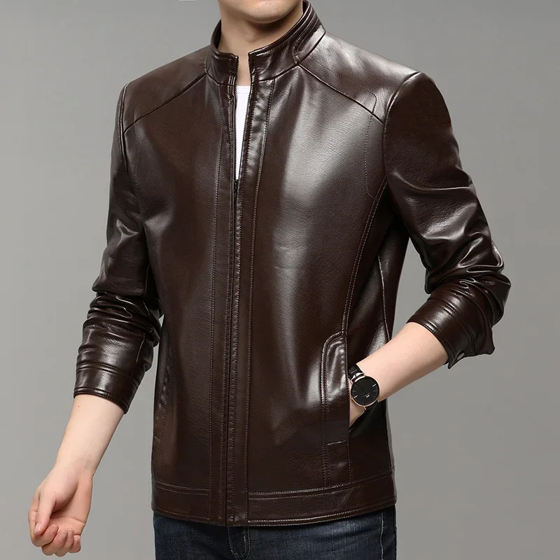 Classic Leisure Winter Jacket Men Locomotive Leather Jacket Mens Senior PU Fashion Coats Jacket For Men Luxury Daily Business