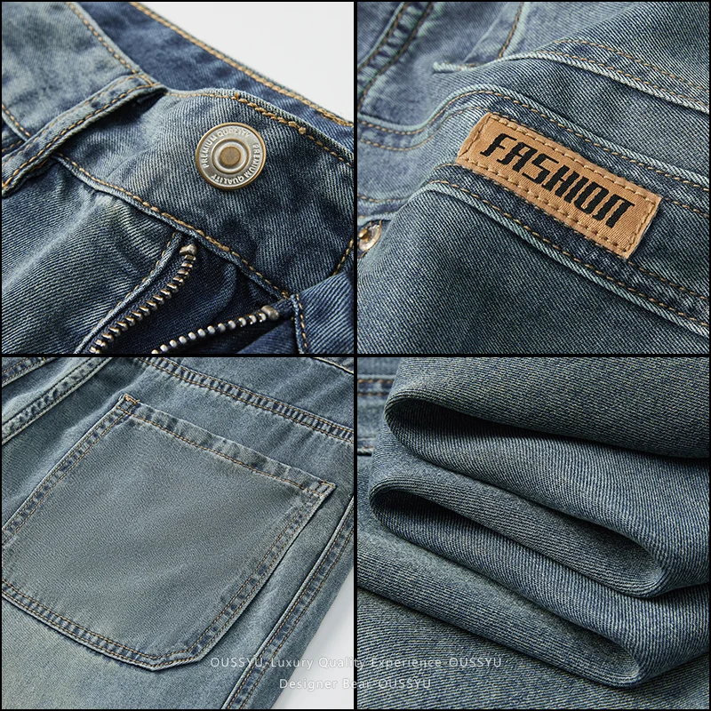 Good Quality Lyocell Breathable Baggy Jeans Men's Spring Summer Cool Elastic Denim Pants Drape Comfort Wide Korean Trousers