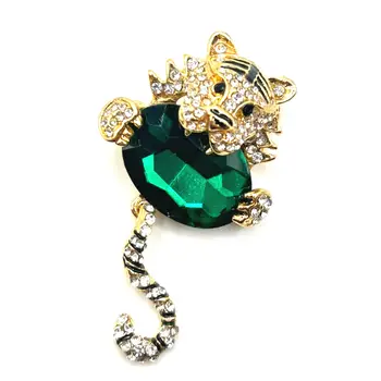 女士新款可愛水晶老虎胸針,男女皆宜的時尚動物水鑽老虎胸針,適合派對、辦公場合佩戴,可作胸針或珠寶禮品。 8 最佳銷售 老虎胸針 - №4