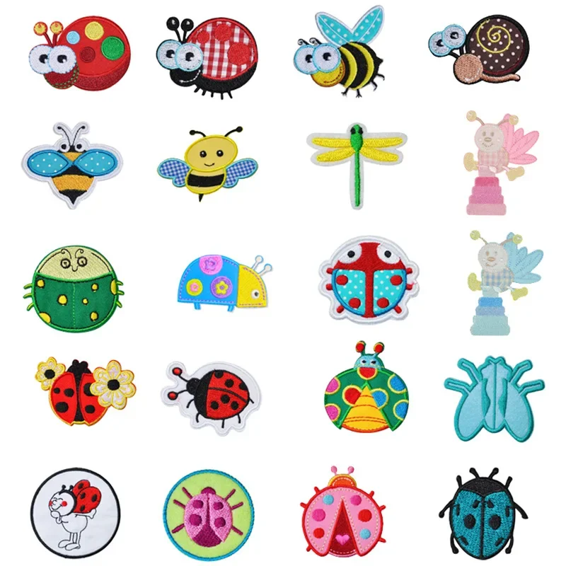 Cartoon Insects Embroidery Appliques Snail Bees Iron on Patch for Swaddling Clothes DIY Cute Baby Ladybug Thermoadhesive Sticker