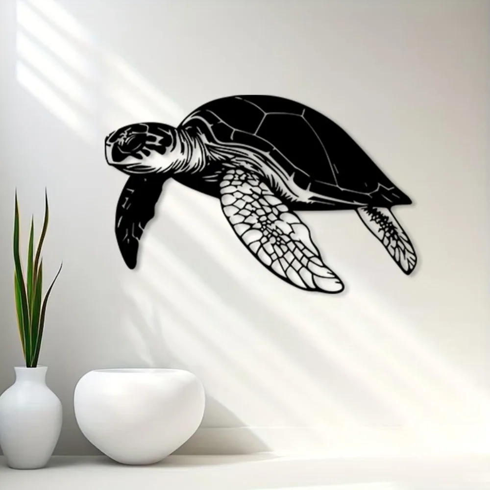 CIFBUY Vintage Sea Turtle Metal Wall Art, Weather Resistant Iron Ocean Statue Mural, Sturdy Indoor Outdoor Decor for Patio - view 5