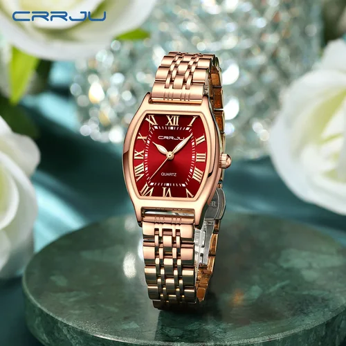 Imagen 2 del producto Relojes CRRJU para mujer, pulsera de vestir de acero creativa, relojes de pulsera cuadrados para mujer, reloj femenino resistente al agua