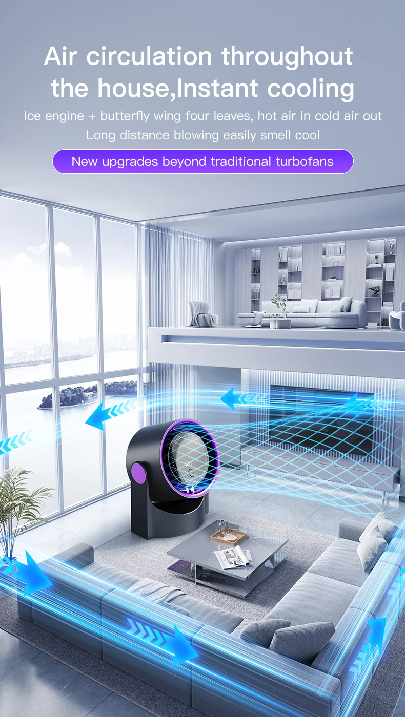 TINSOL Desktop-Luftzirkulationsventilator, kabelloser, tragbarer, leiser elektrischer Ventilator für zu Hause, Tisch-, Wand- und Deckenventilator, Luftkühler – Detail 8