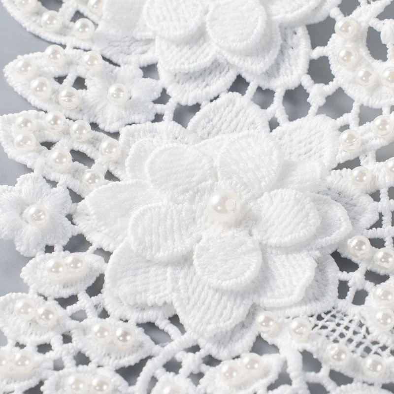 Hollow Out Lapel Detachable Fake Collar Pearl Flower Embroidery Shawl Wrap Decorative Collar Sweater Shirt Dress Accessories view 6