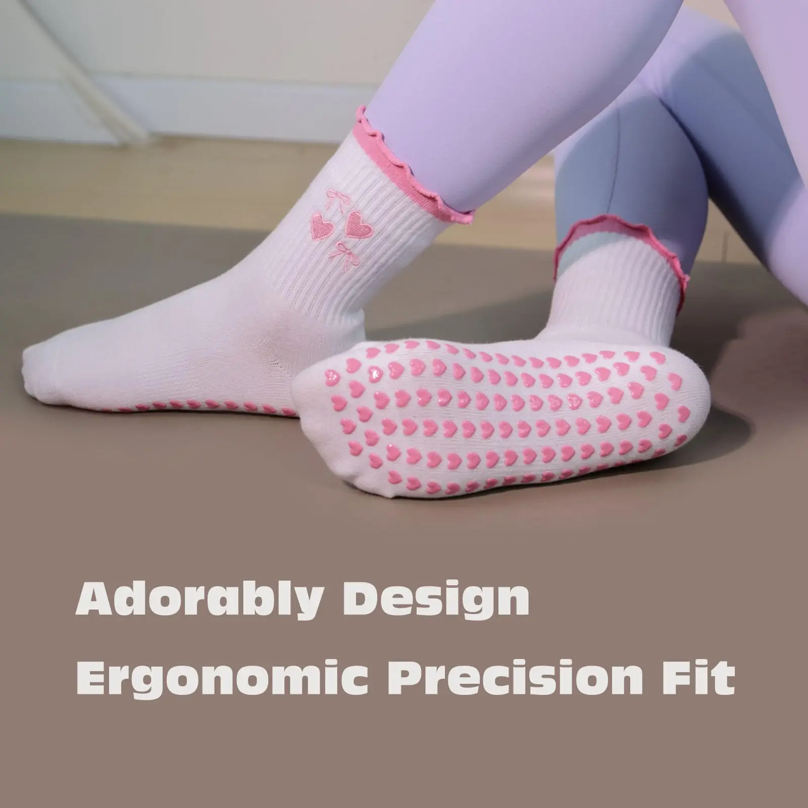 

Pilates Socks with Grips Non-Slip Yoga Socks for Women, Cute Pilates Grip Sock with Ruffle, Sock for Barre/Fitness