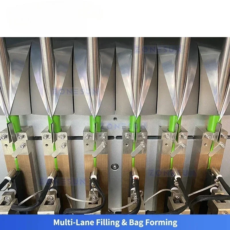 Zonesun Maszyna do napełniania proszkami ślimakowym dozownikiem, pionowa maszyna do formowania, napełniania i zamykania, maszyna do pakowania w saszetki, maszyna do zamykania torebek plastikowych ZS-FSFM6