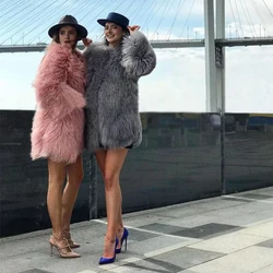 Womens Lamb Fur Coat Tibetan Sheep Fur Coats Long Winter Mongolia Sheepskin Fur Real Fur Coat Luxury Best Selling