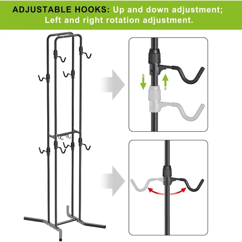 4-Legged Bike Racks Stands with Flexible Hooks, Heavy-Duty Floor Standing Bicycle Rack , with 8 Adjustable Height