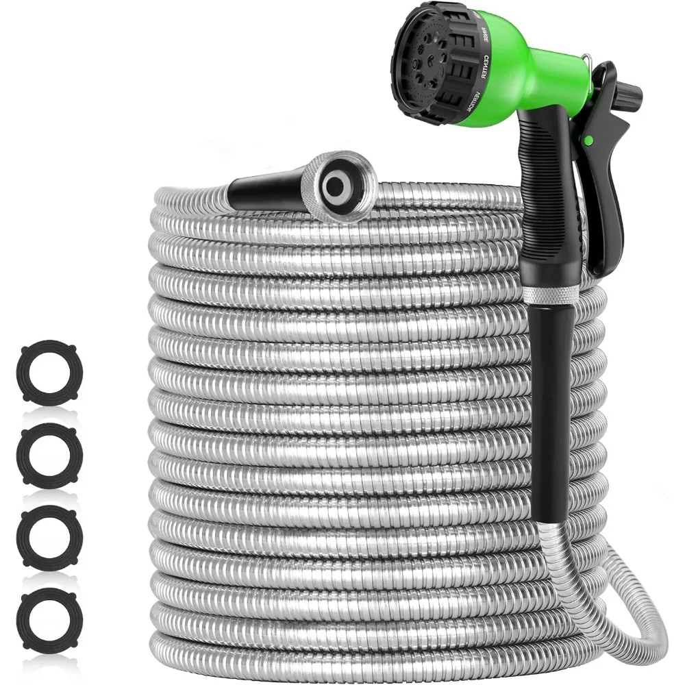 

Stainless Steel Garden Hose Metal, Heavy Duty Water Hoses With Nozzles For Yard, Outdoor - Flexible,garden Hose