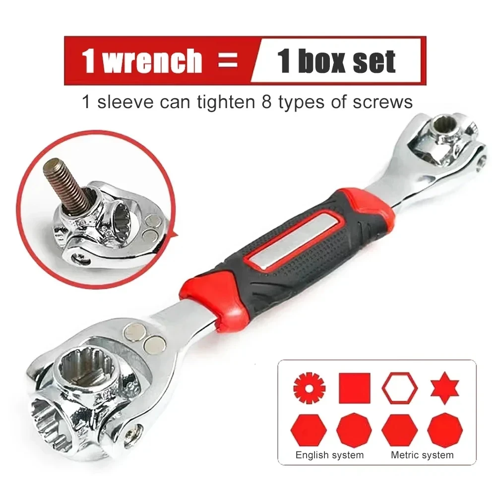 8 In 1 Torque Wrench Universal Ratchet Spline Multifunctional Wrench 360 Degree Bolts Sleeve Hand Tool for Car Socket Wrench Set