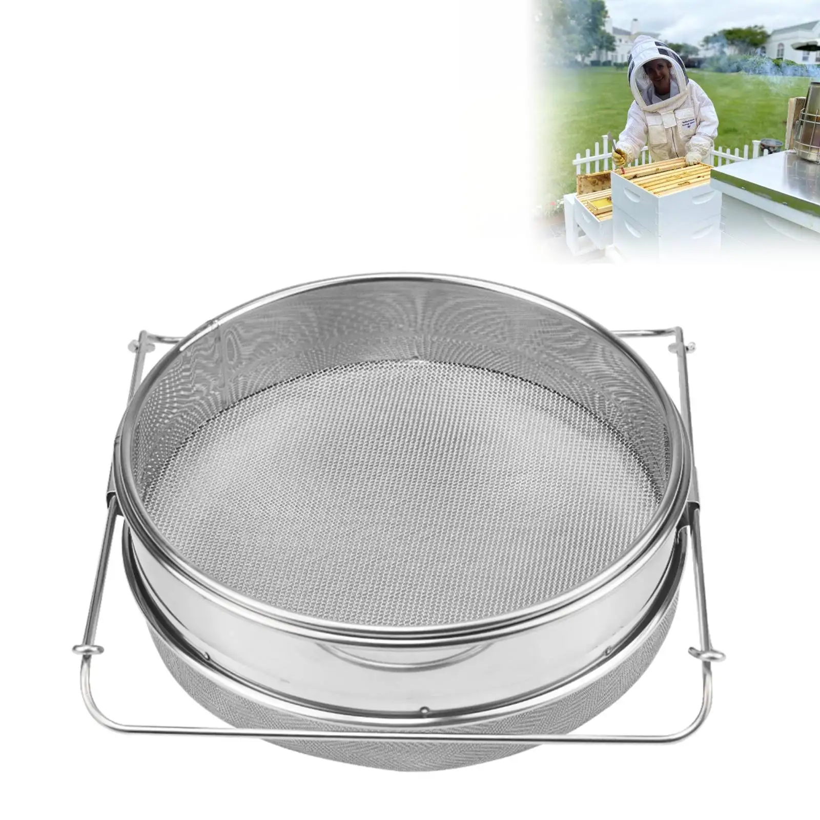 

1 set double layer strainer stainless steel honey filter beekeeping supplies
