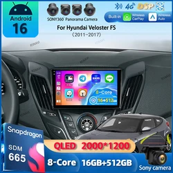 Android 16 Wireless Carplay Auto Car Radio For Hyundai Veloster FS 2011-2017 GPS Navigation Multimedia Video Player Stereo Audio