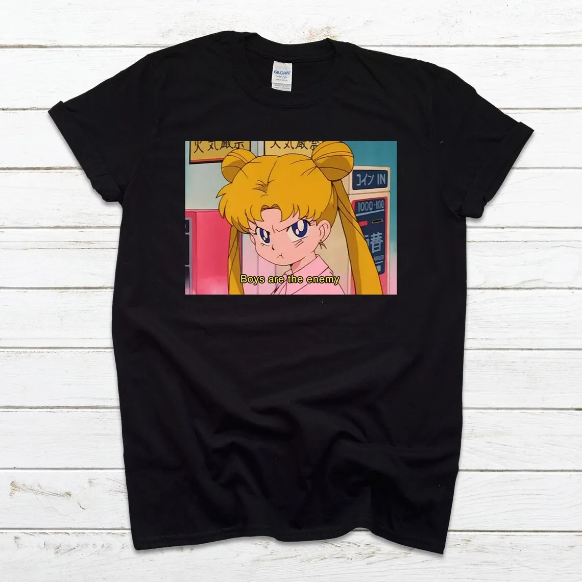 Boys Are The Enemy T-Shirt Funny Anime Inspired Sailor Shirt Cute Feminist  Tops Kawaii Japanese Manga Tees Harajuku Tops