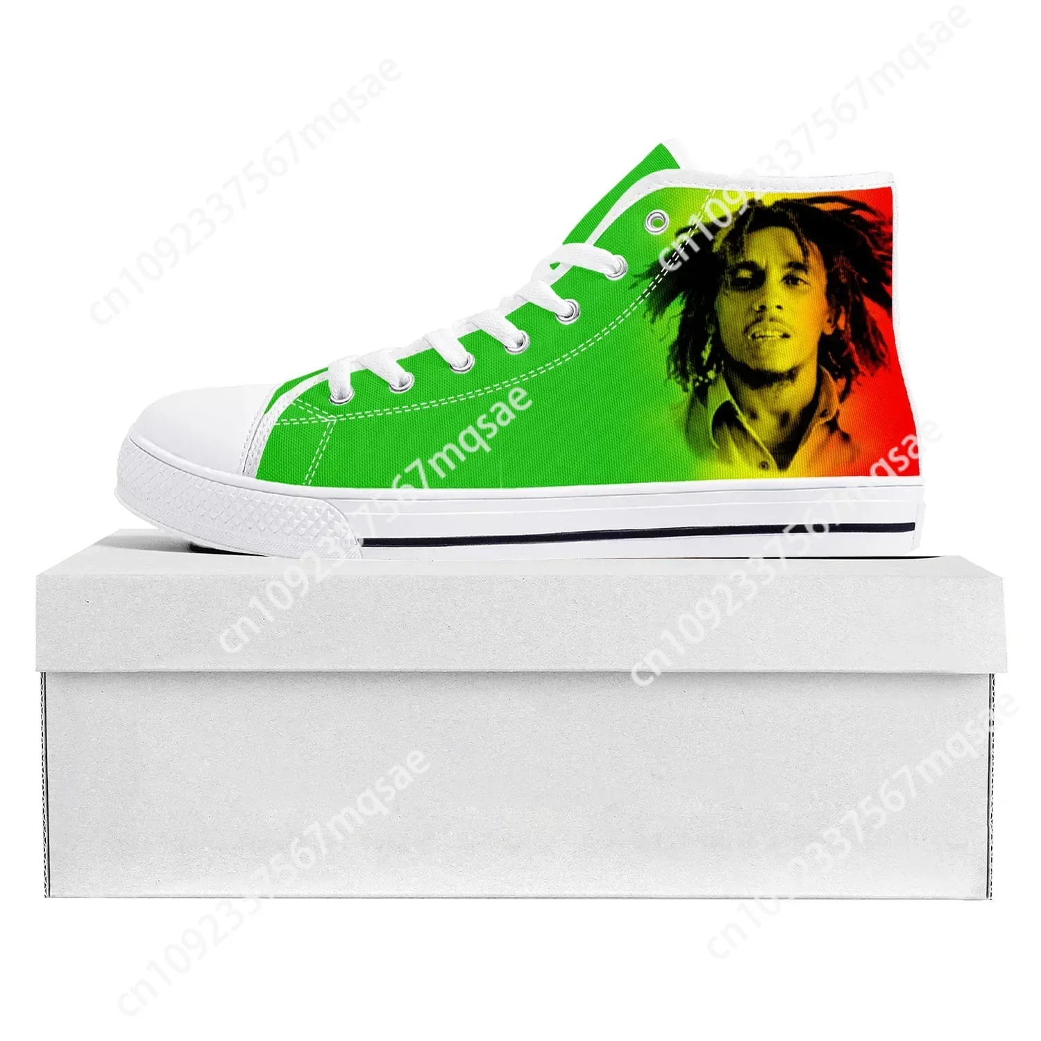 

Reggae Rock Music Star Bob Marley High Top High Quality Sneakers Mens Womens Teenager Canvas Sneaker Couple Shoes Custom Shoe