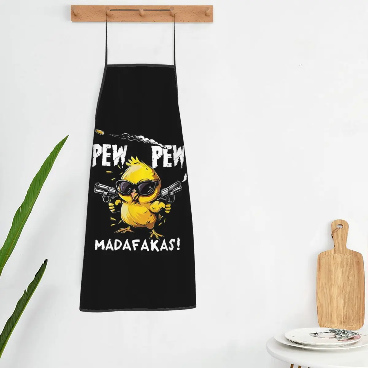 Humorous Cool Duck Pew Pew Madafakas Apron Chef Cooking Cuisine Tablier Bib Kitchen Cleaning Pinafore for Women Men Gardening