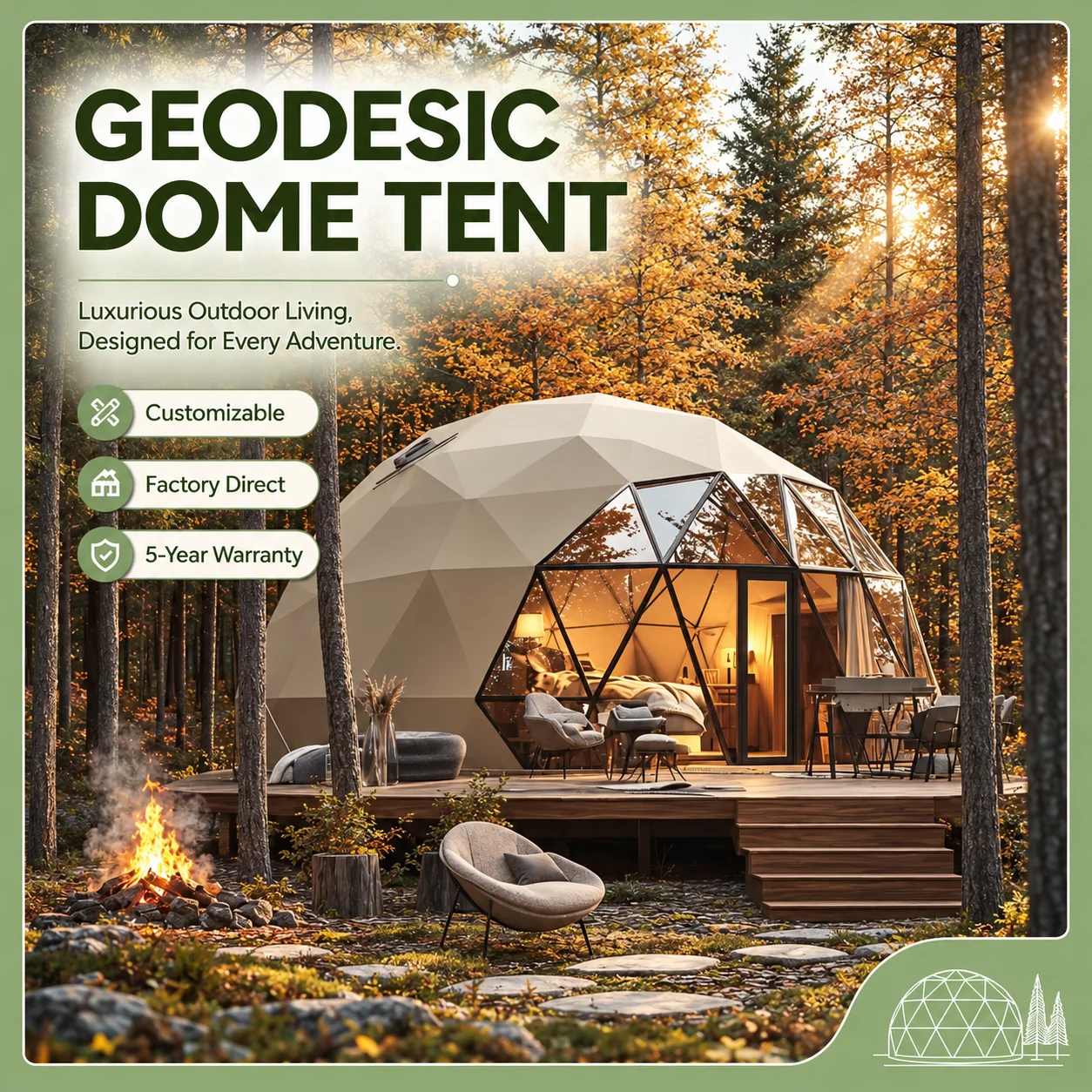 Luxury Glass Dome Hotel Tent, Waterproof 4 Season Outdoor Glamping House For Garden Resort Vacation