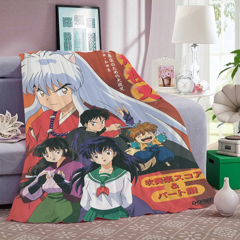 Nap Blanket Sofa Inuyasha Anime Warm Bed Fleece Camping Custom Fluffy Soft Blankets for Winter King Size Microfiber Bedding