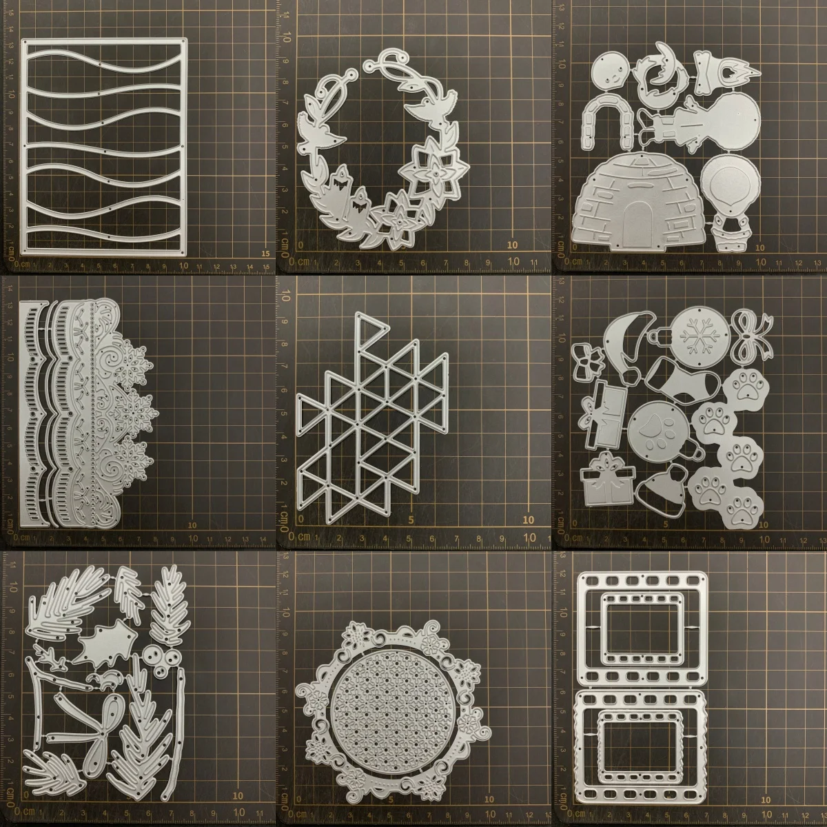 9 أنواع إطار الفيلم يترك المعادن قطع يموت الإستنسل DIY بها بنفسك سكرابوكينغ الزخرفية النقش الحرفية يموت CutsTemplate #1