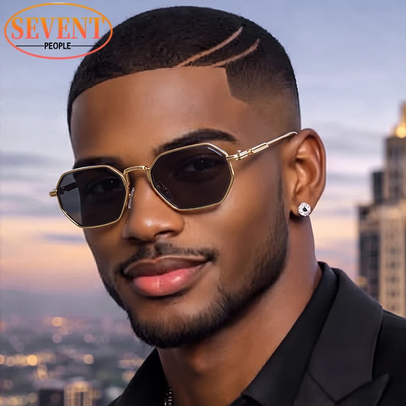 Steampunk Retro Small Octagon Sunglasses Men 2026 Luxury Designer Vintage Metal Square Punk Sun Glasses Male Fashion Shade UV400