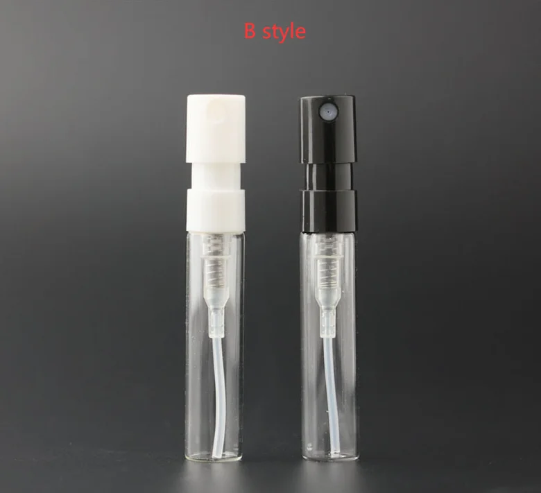 200 stücke 1,5 ml 2ml Bajonett Flasche Probe Französisch Pumpe Parfüm Flasche Sprayer Kunststoff Düse Glas Bajonett Schwarz Weiß farbe