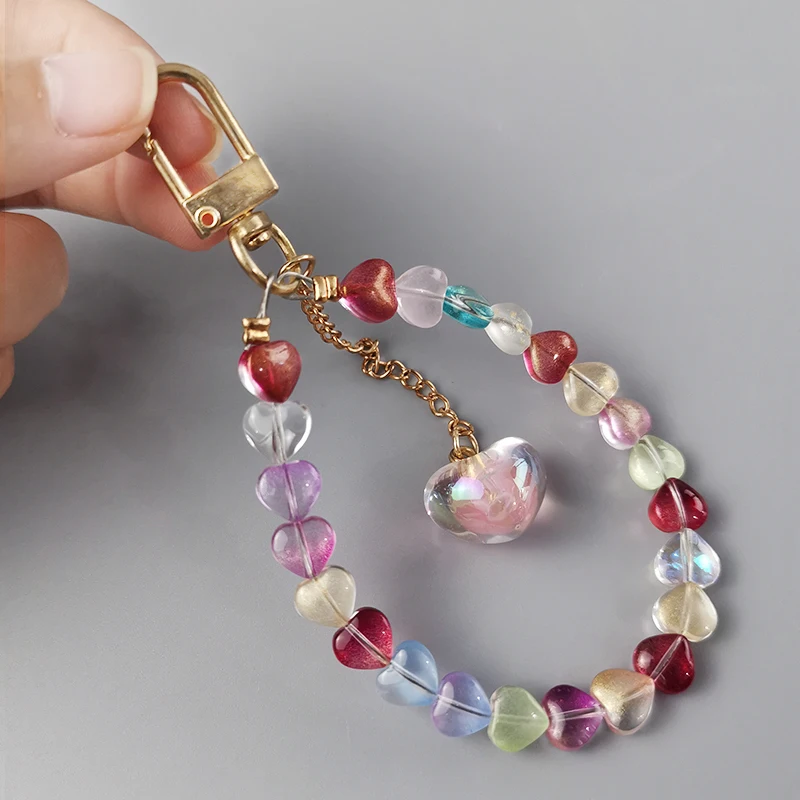 

Яркий ремешок ручной работы с бисером, ремешок на запястье с подвеской, короткий ремешок на запястье, ремешок для телефона с защитой от потери