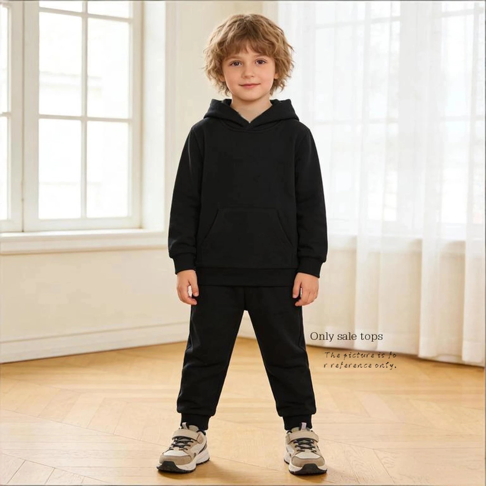 Nouveau Sweat à Capuche Noir Tendance pour Garçon 2026 - Pull Décontracté avec Poche Kangourou, Haut Doux et Élégant 4-9 Ans (110-150)