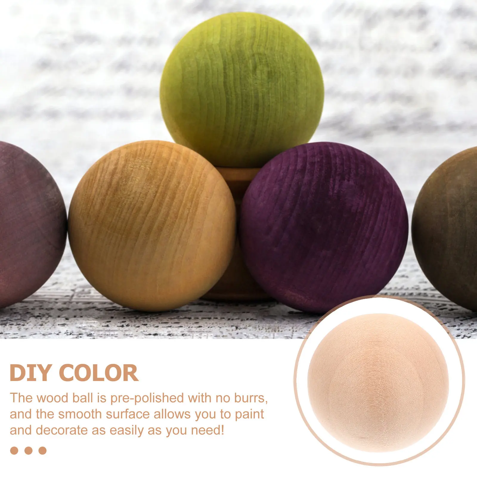 10pcs Wooden Round Ball 40Mm Unfinished Natural Solid Wood Diy Craft Project Accessories For Painting Crafts Decor