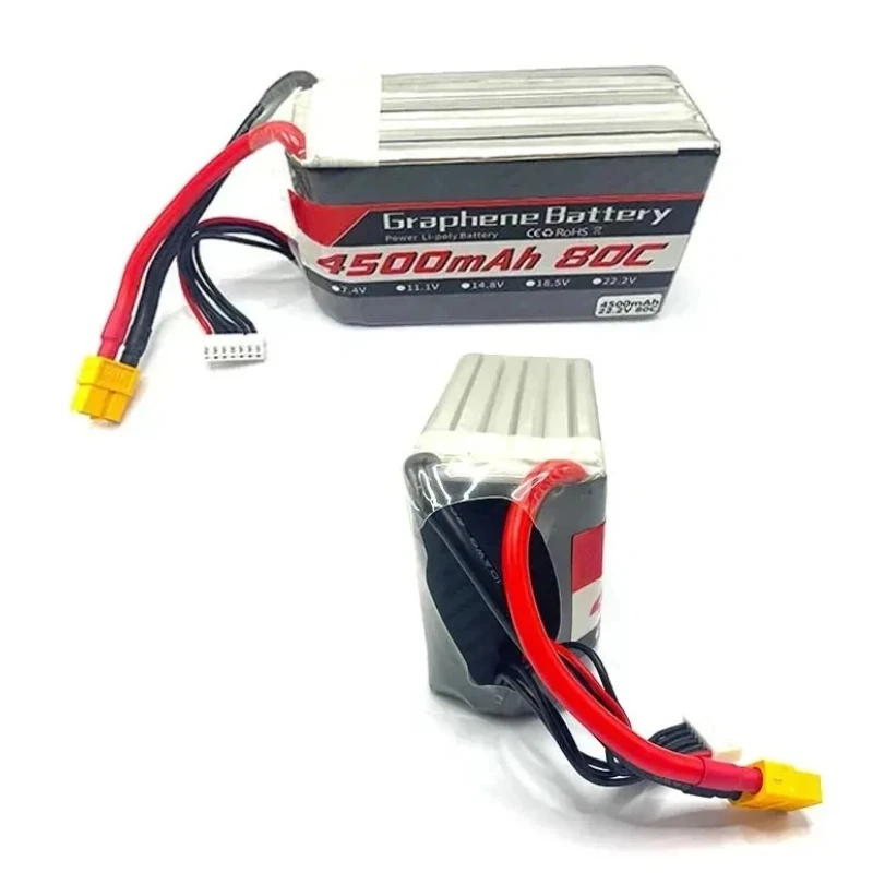 4500mAh 6S 22.2V 80C Suitable for Remote Control Helicopter Fixed-wing Traversing Machine FPV Vehicle Lithium Battery