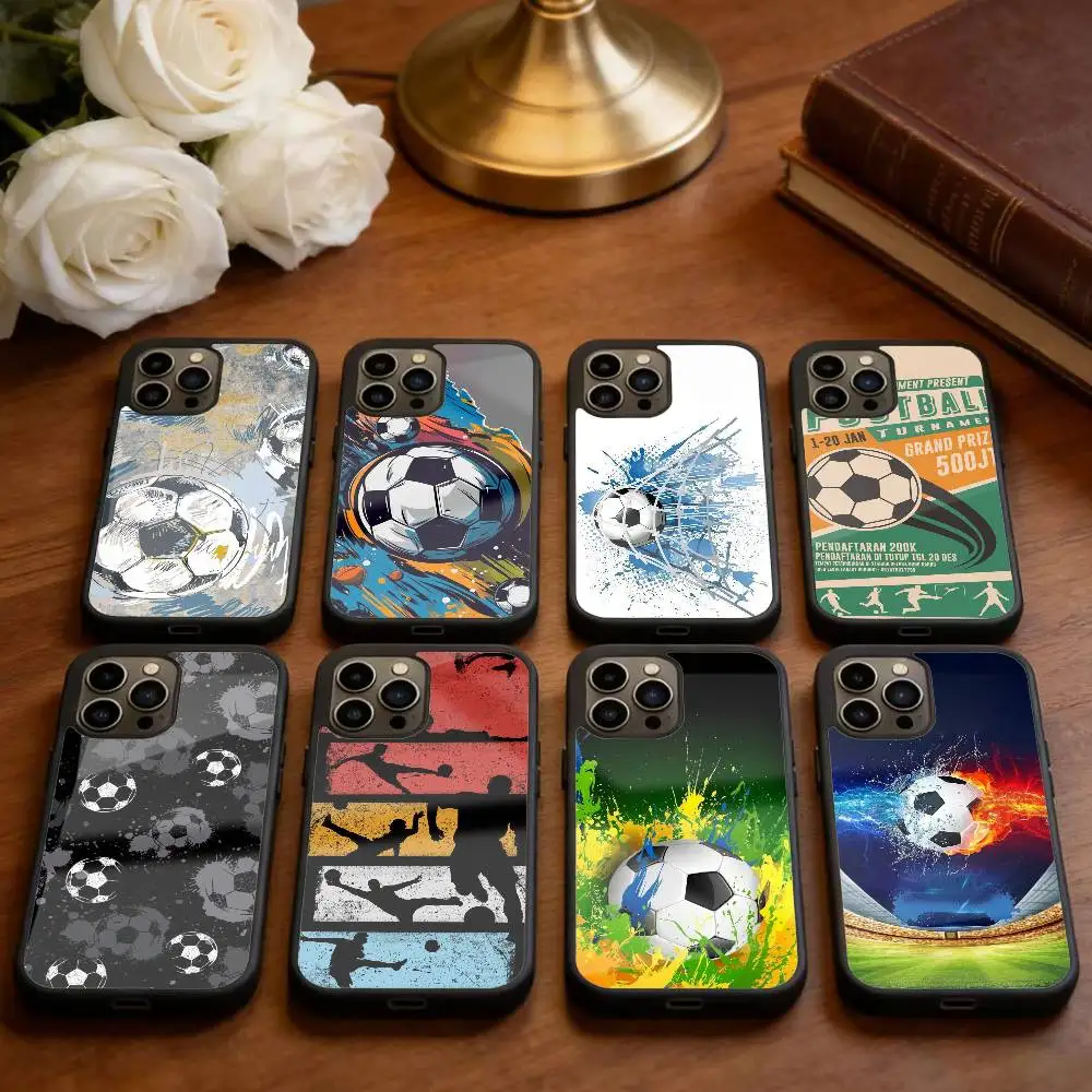 

Fire Football Soccer Ball Phone Case For iPhone 14,16,15,13,17,12,Plus,Pro,Max Magnetic For Magsafe Frosted Cover