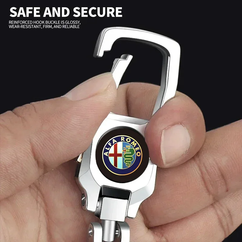 Car Key Chain Pendant Double Ring Thickened Loss-proof Metal Simple and   For Alfa Romeo 159 147 156 166 Giulietta