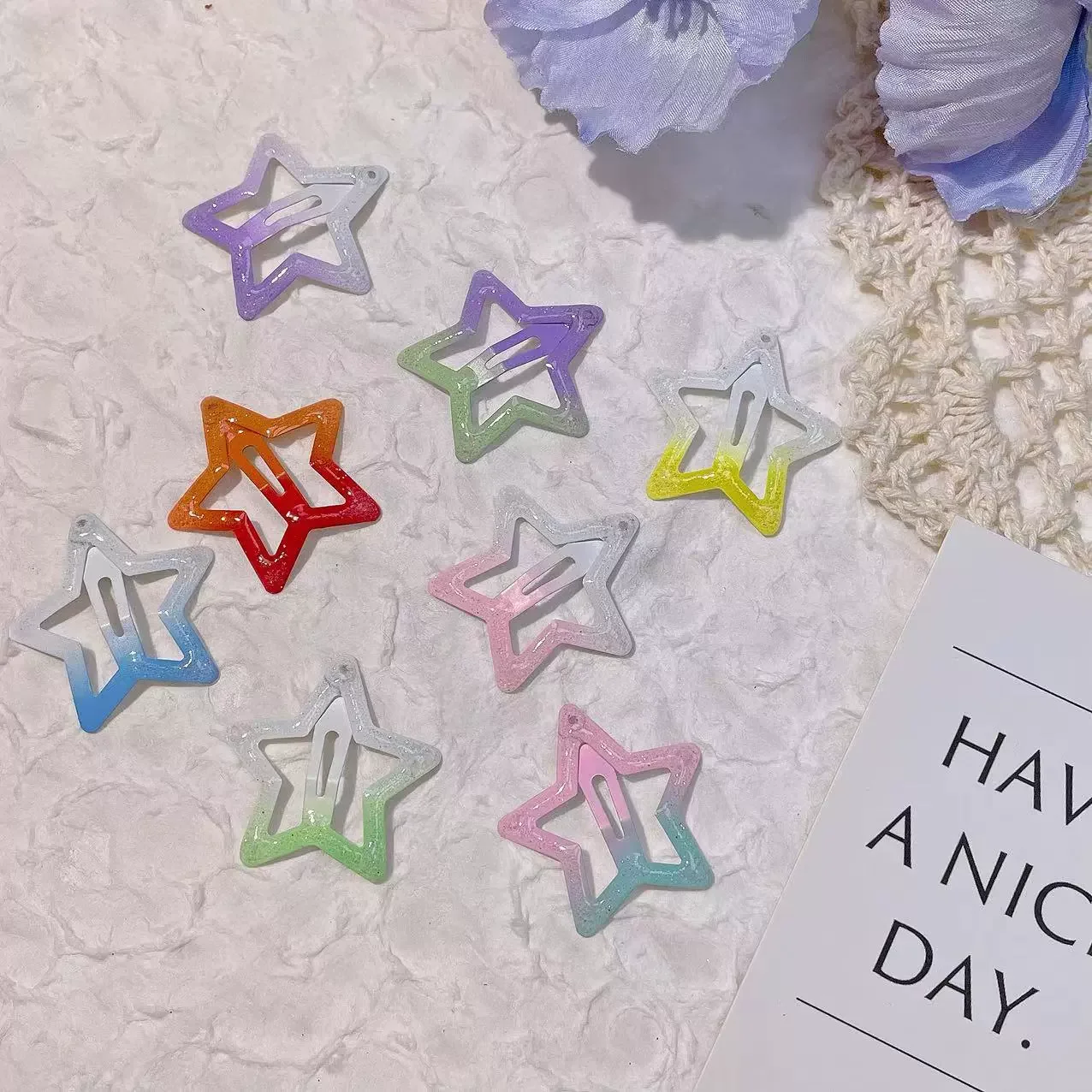 

10pcs Colorful Stars Hairpins for Women And Girls Adult Simple Metal Snap BB Barrettes Female Hair Accessories