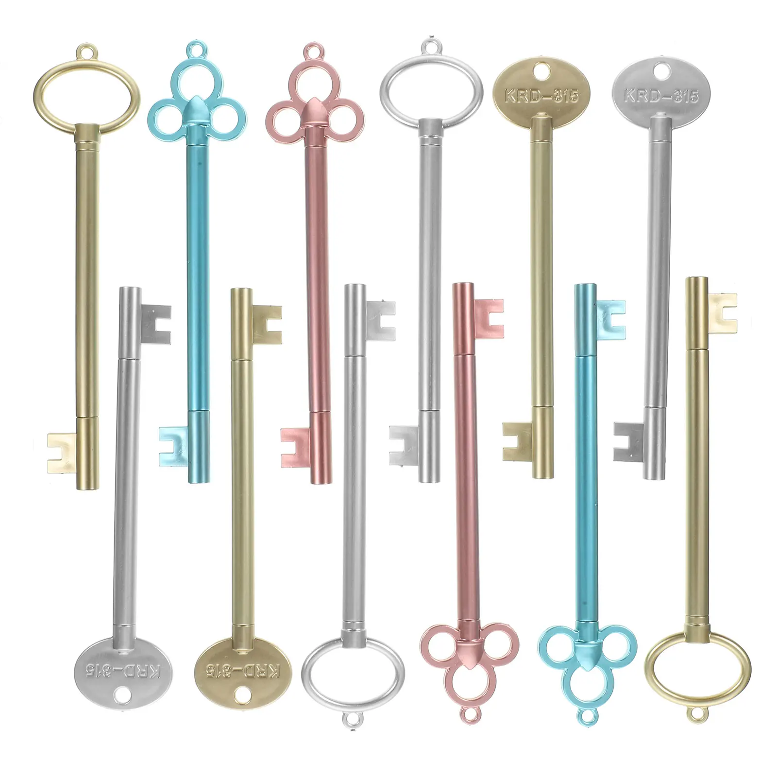 12Pcs Retro Key Gel Pens Portable Signature Pens Key Shaped Creative Writing Pen Set for Office School Students Prize