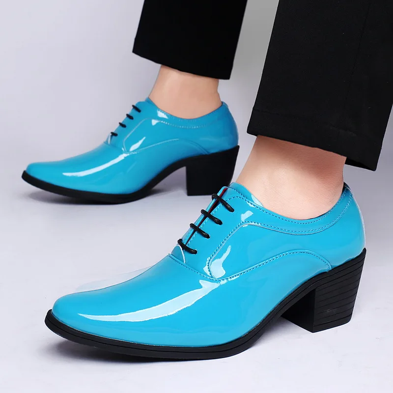 New Leather Shoes Red Men Breathable Formal Dress Shoes Luxury Oxford Male Office Wedding High heel Footwear Mocassin Homme