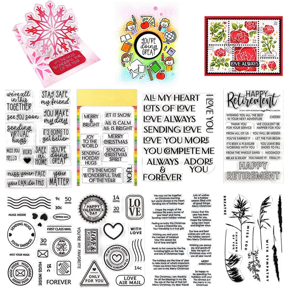 البريد الكولاج الحب ستار ندفة الثلج واضح Stamps DIY بها بنفسك الحرفية صنع بطاقة ألبوم سكرابوكينغ الديكور طوابع شفافة