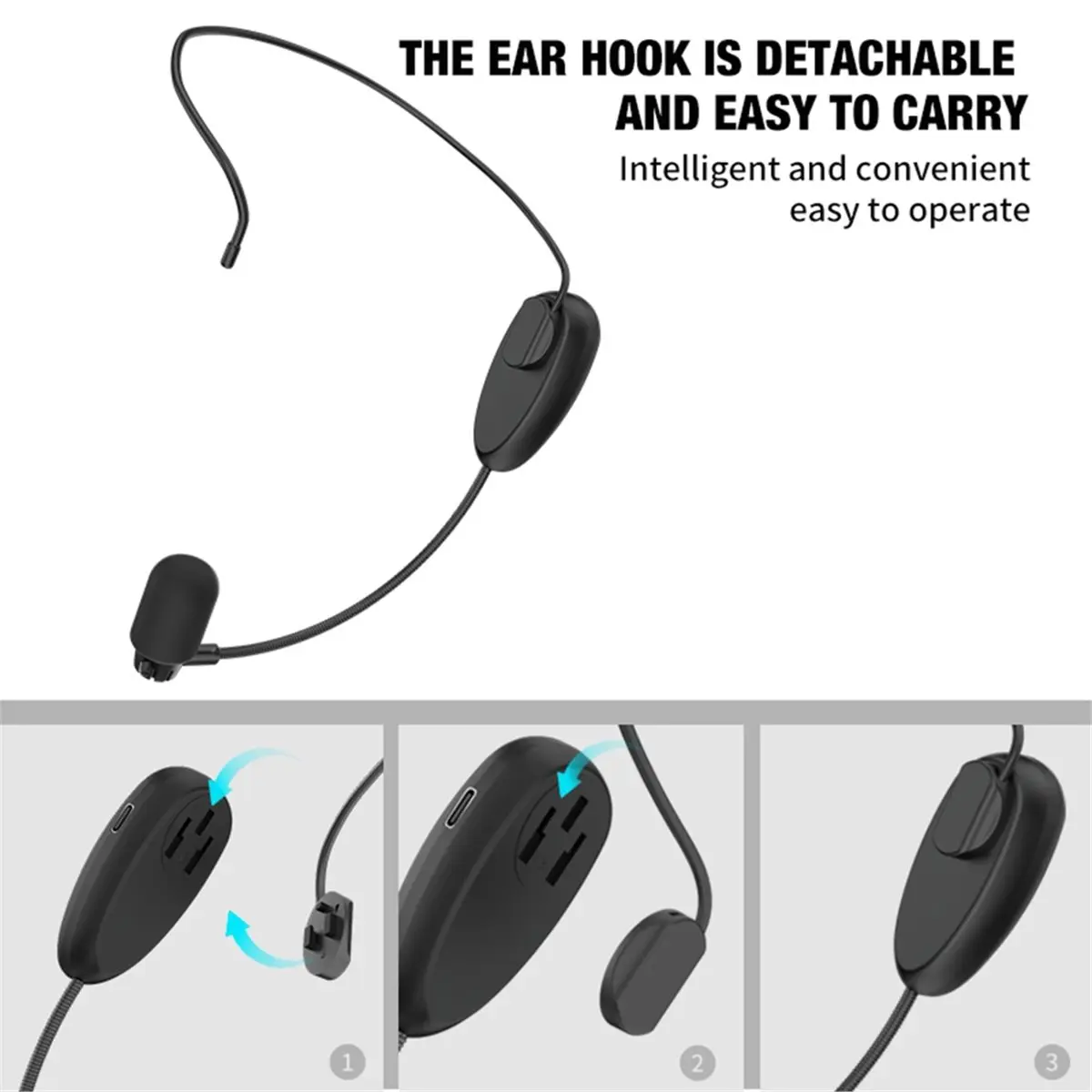 A003 2.4G UHF Wireless Microphone Headset with Handheld Transmitter and Rechargeable Receiver for Teaching, Speech, Amplifier